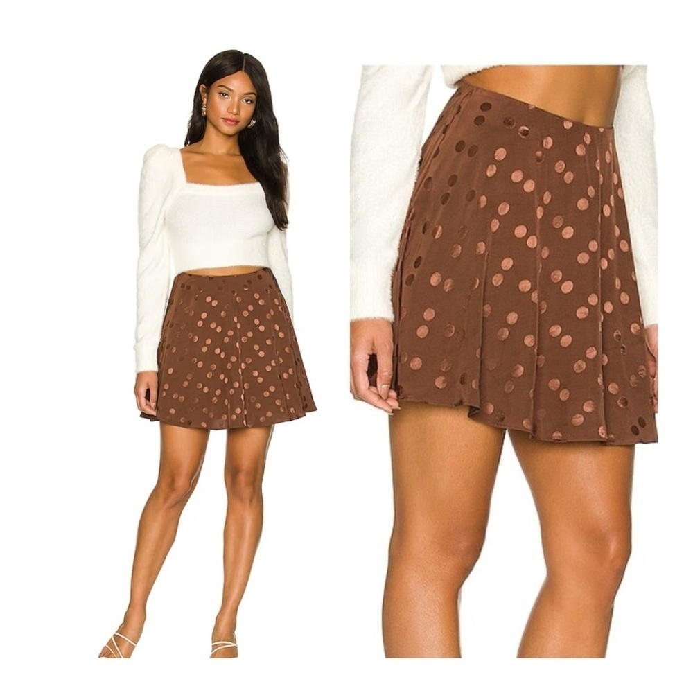 LPA | Emily Skirt Satin Polka Dot Nutella Brown & Built In Shorts Brown | S